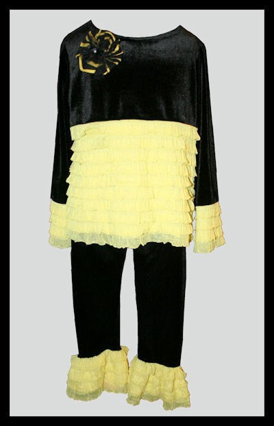 Black and Yellow Ruffle Pant Set